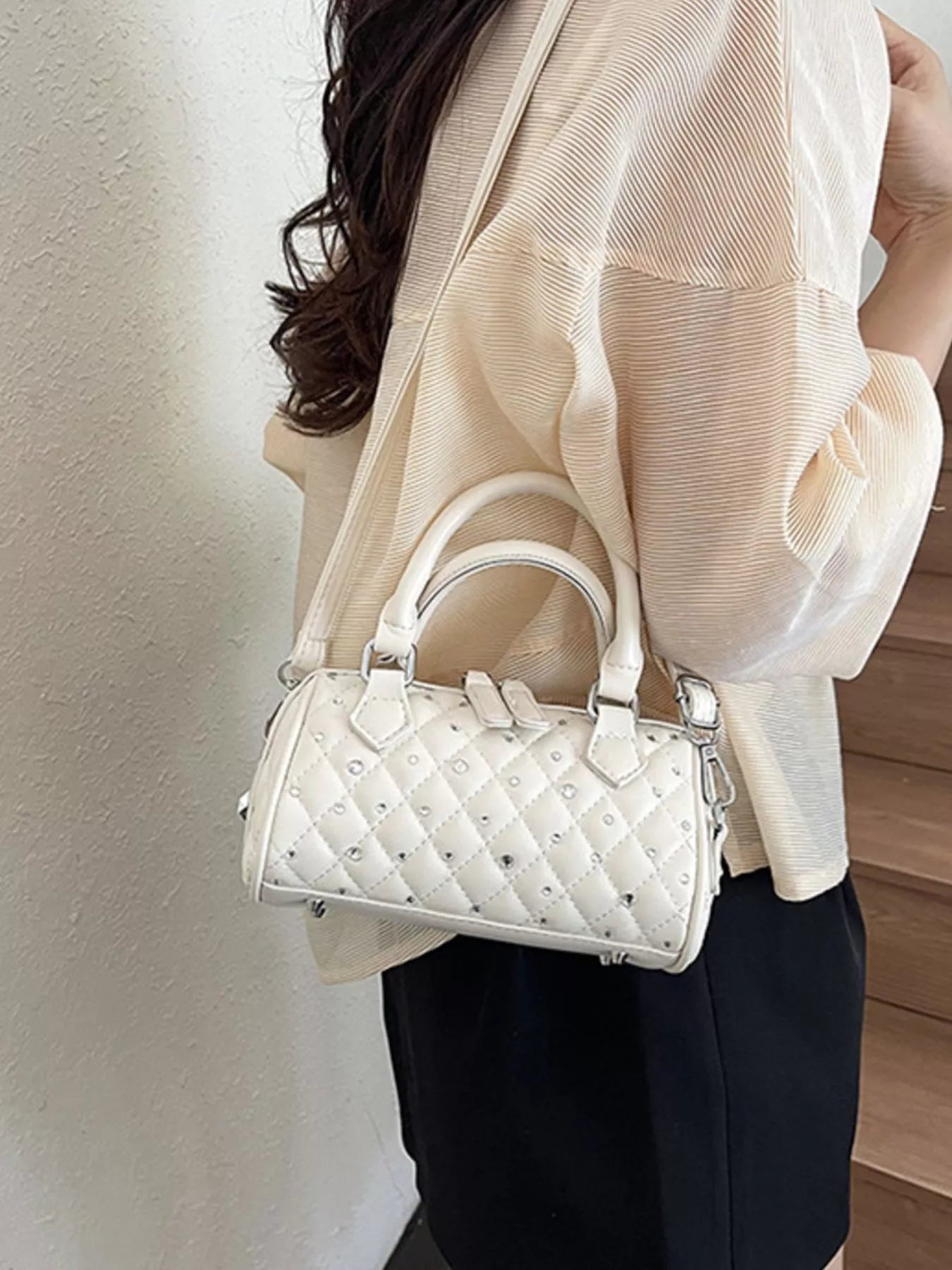 Quilted Barrel Handbag