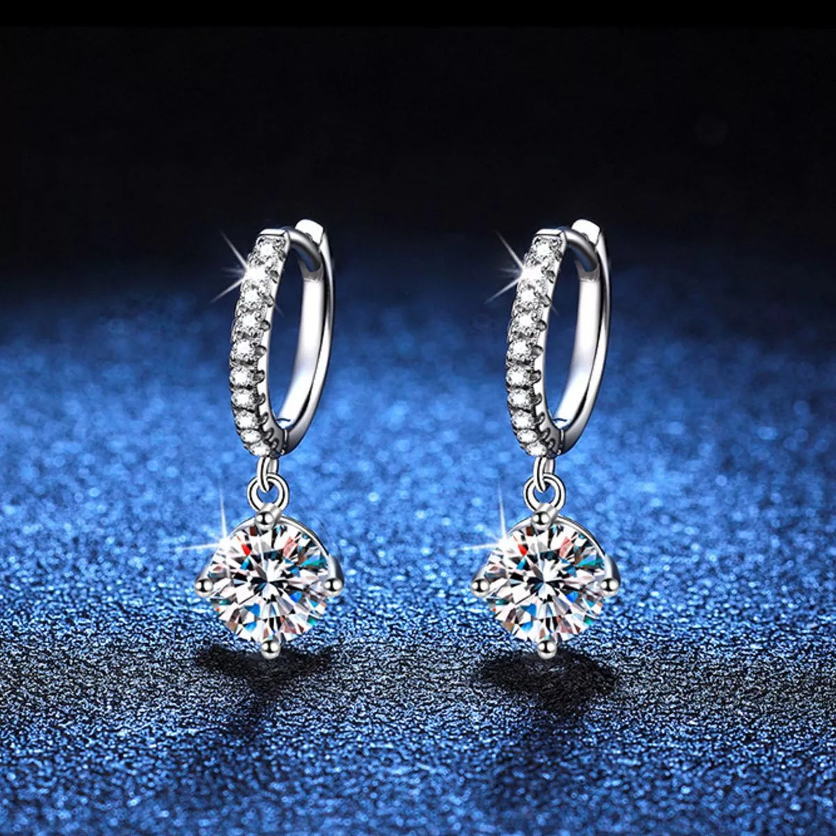 1 Carat Moissanite 925 Sterling Silver Drop Earrings