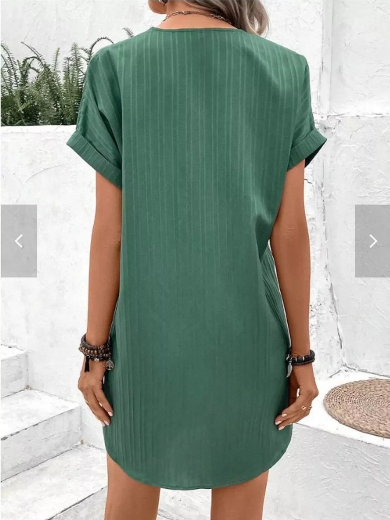 Full Size Casual V-Neck Short Sleeve Dress Plus Size