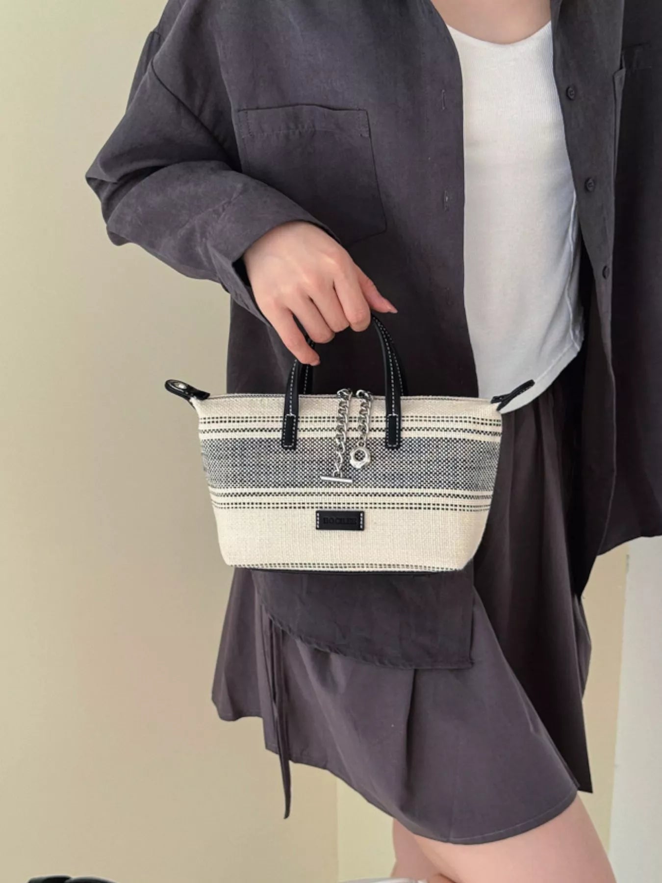 Striped Canvas Crossbody Bag