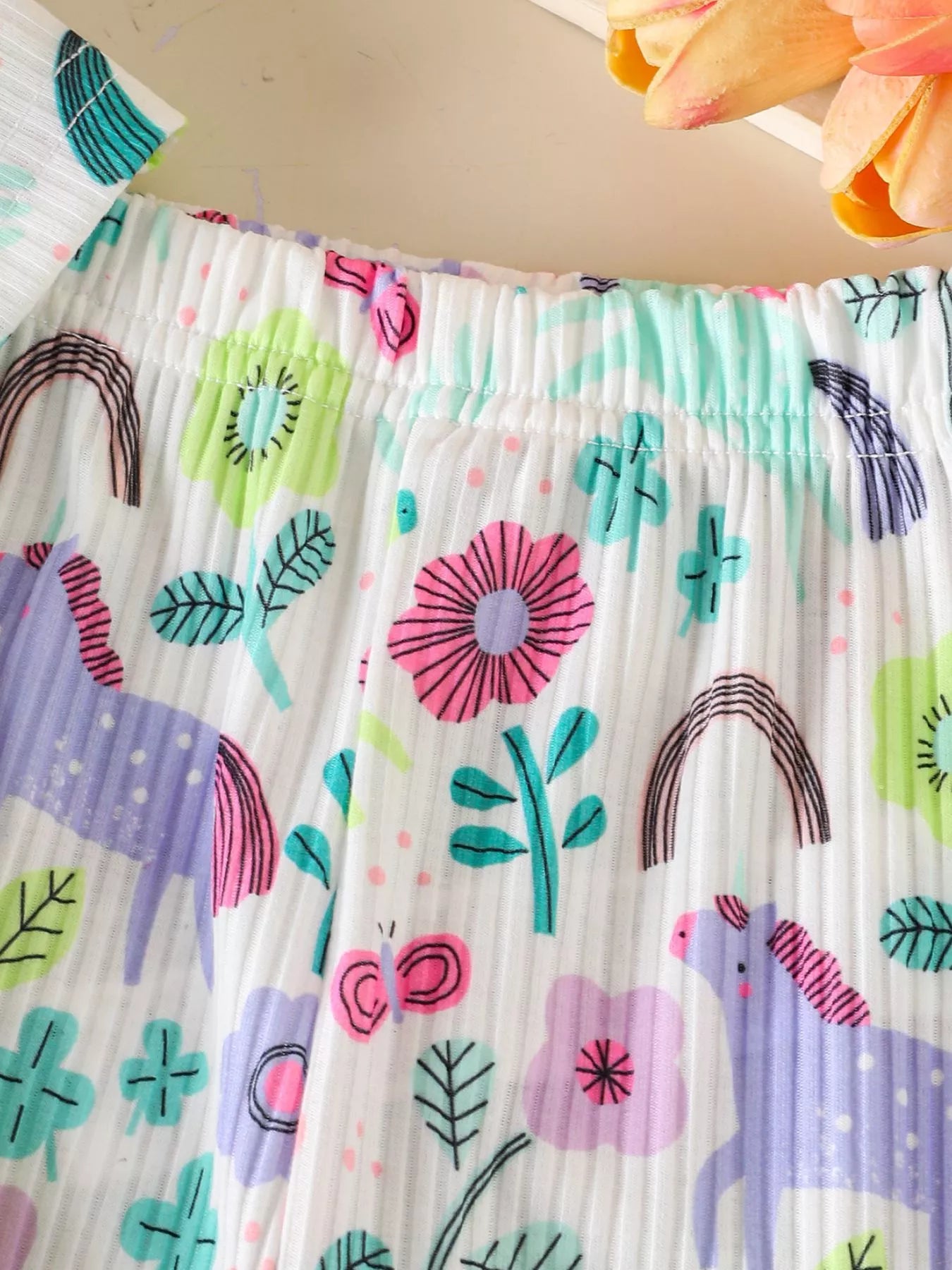 Children's Ruffled Floral Top and Pants Set