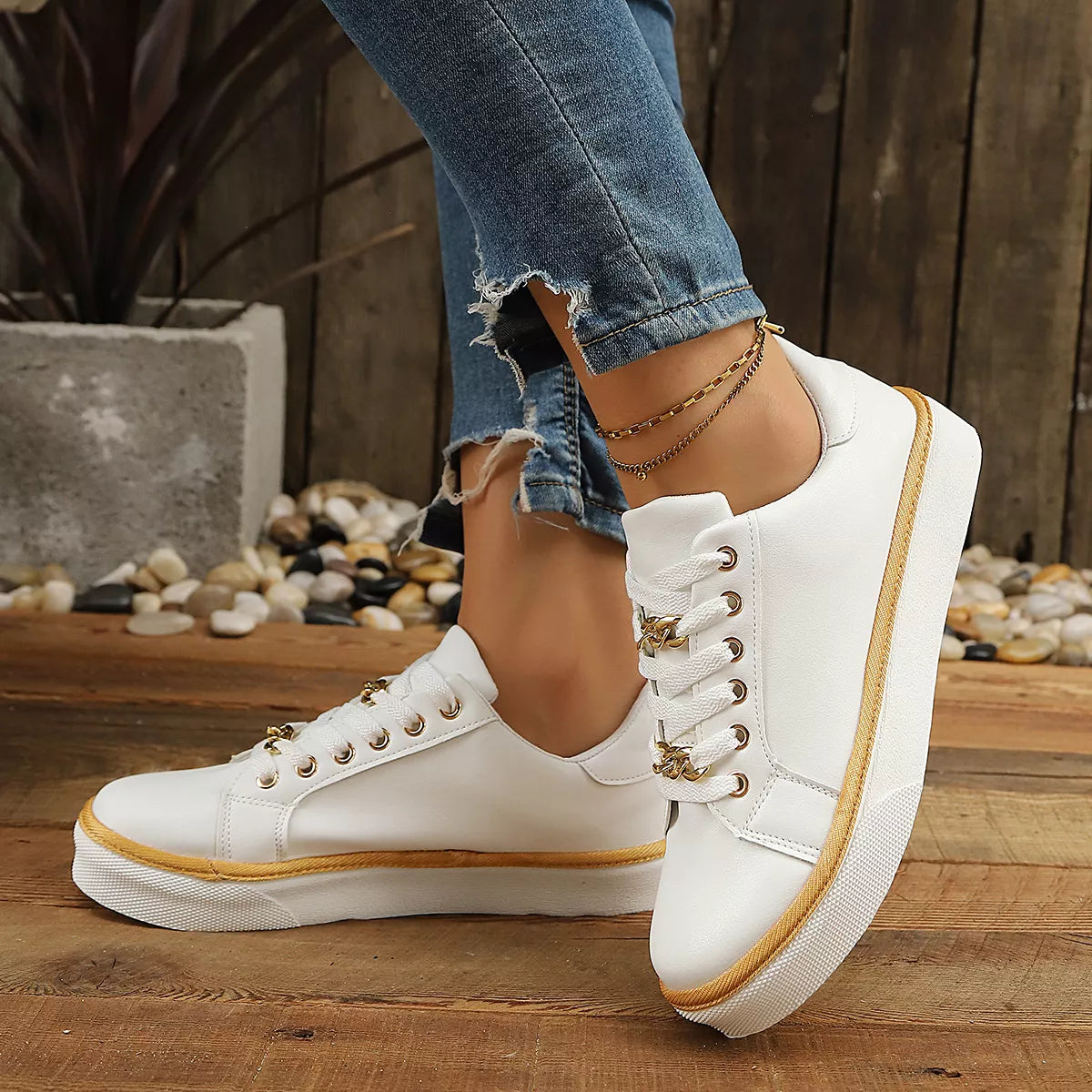 Round Toe Platform Sneakers