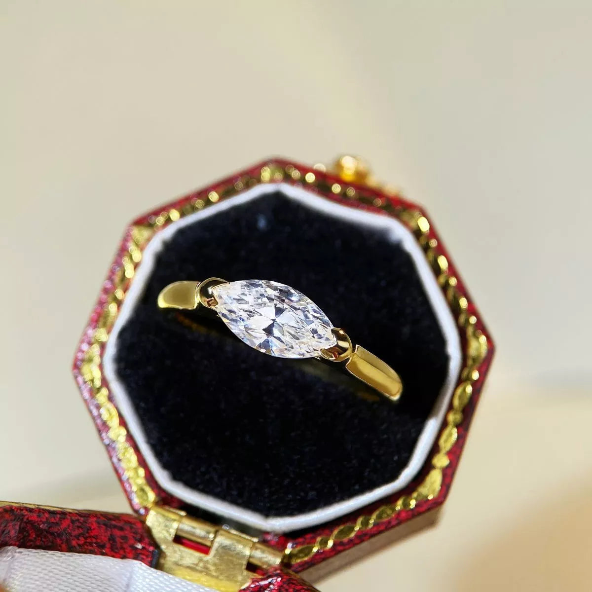 925 Sterling Silver Marquise-Cut Ring