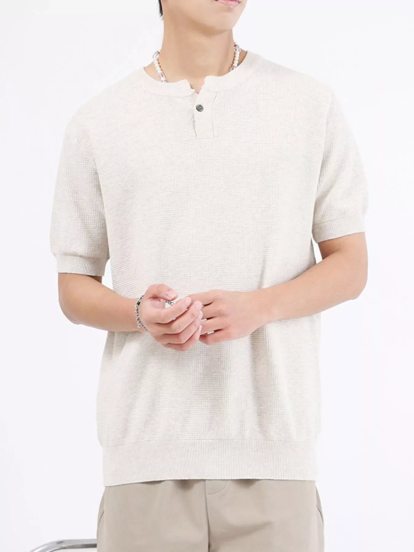 Men's Plus Size Casual Knit Henley T-Shirt
