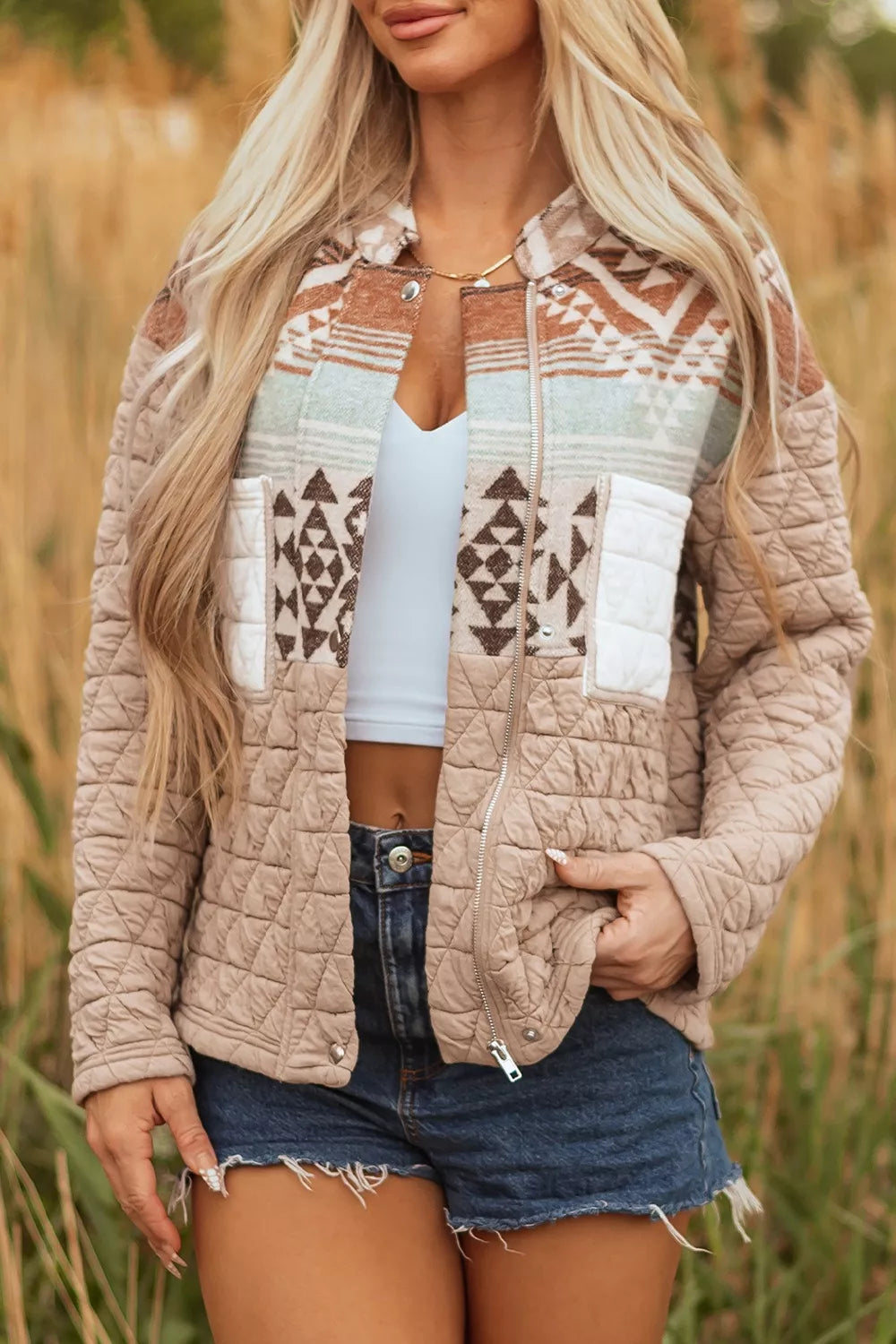 Aztec Quilted Patchwork Western Jacket