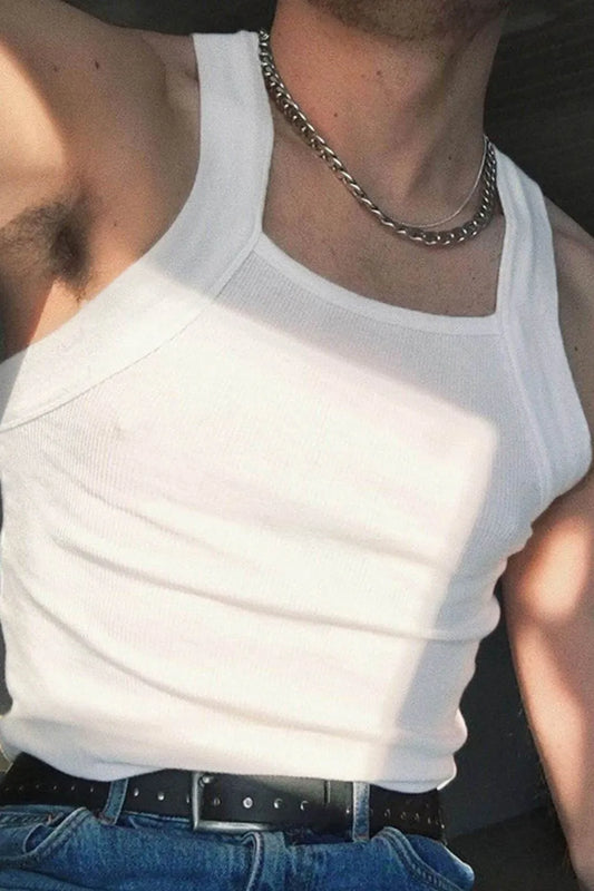Men's Full Size Square Neck Wide Strap Tank Plus Size