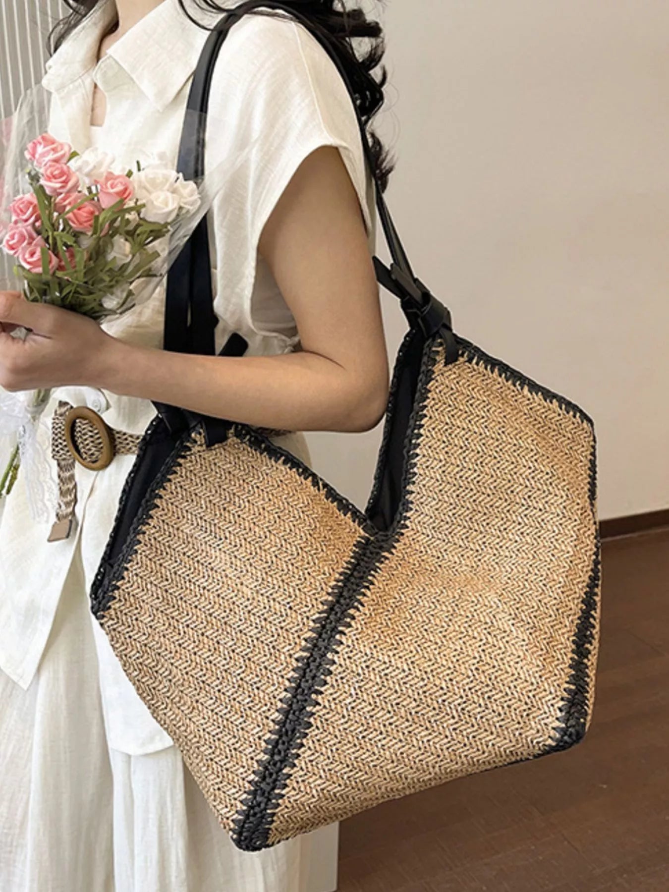 Woven Straw Shoulder Bag