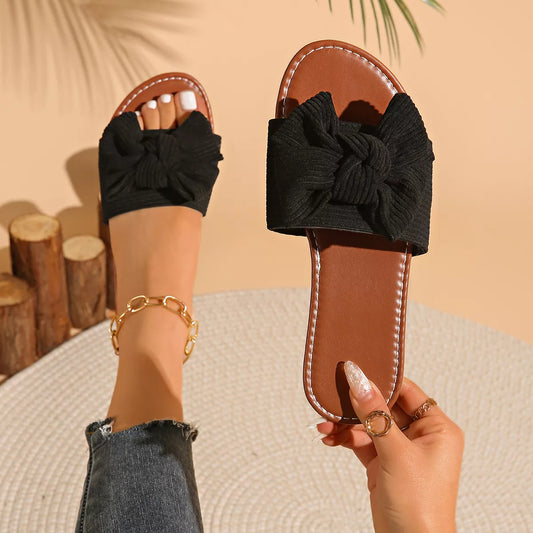 Bow Knot Decor Flat Sandals
