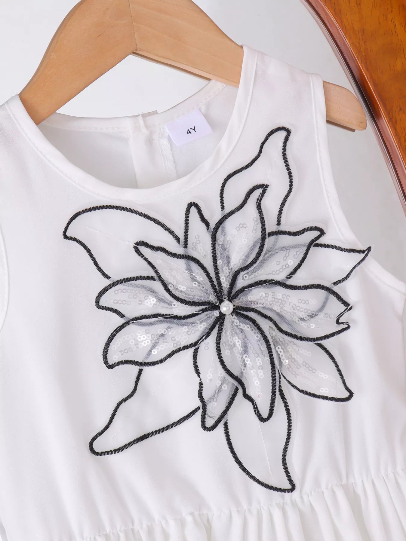 Children's Sequin Flower Sleeveless Dress