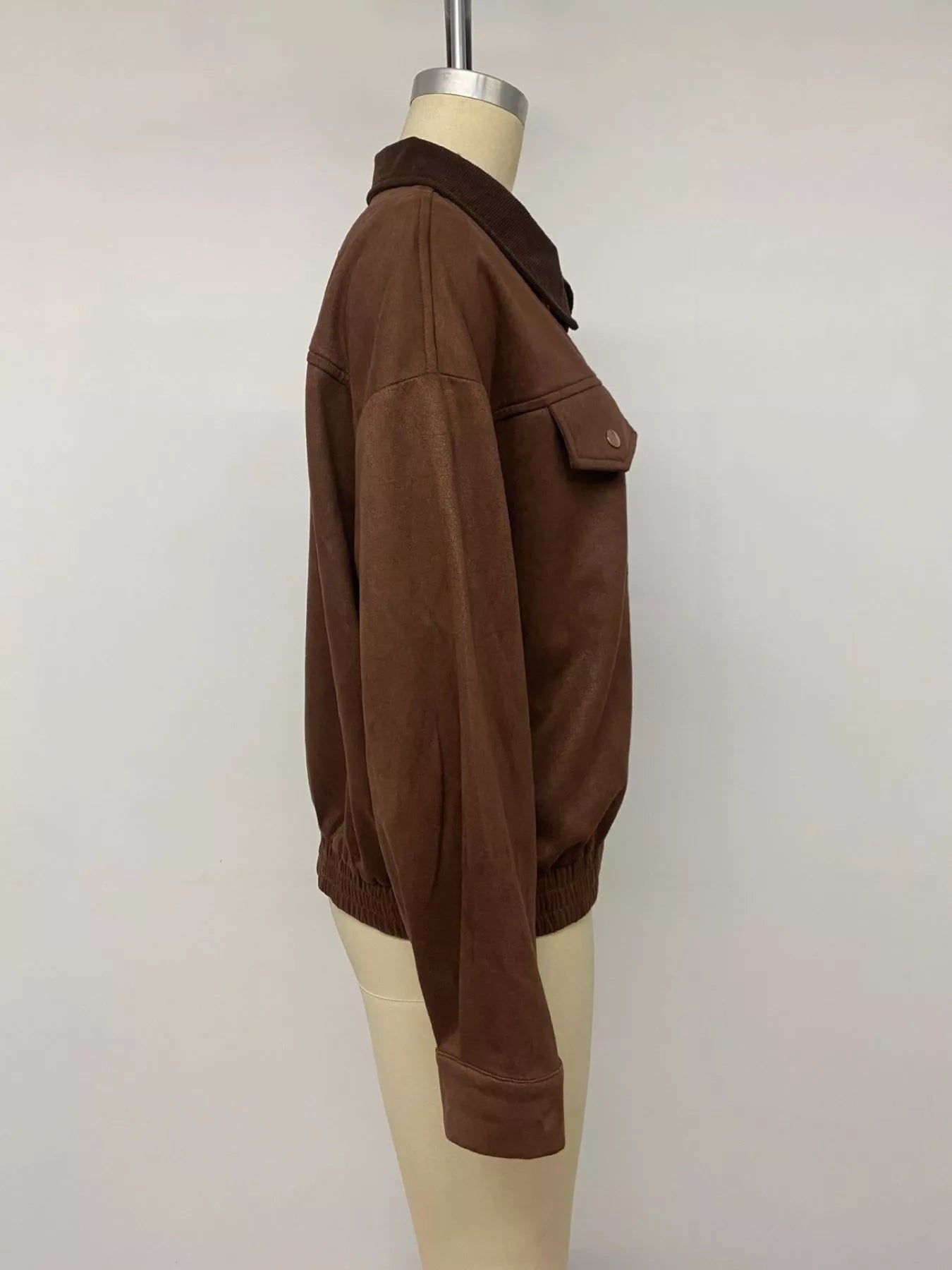 Corduroy Collar Zip-Up Jacket