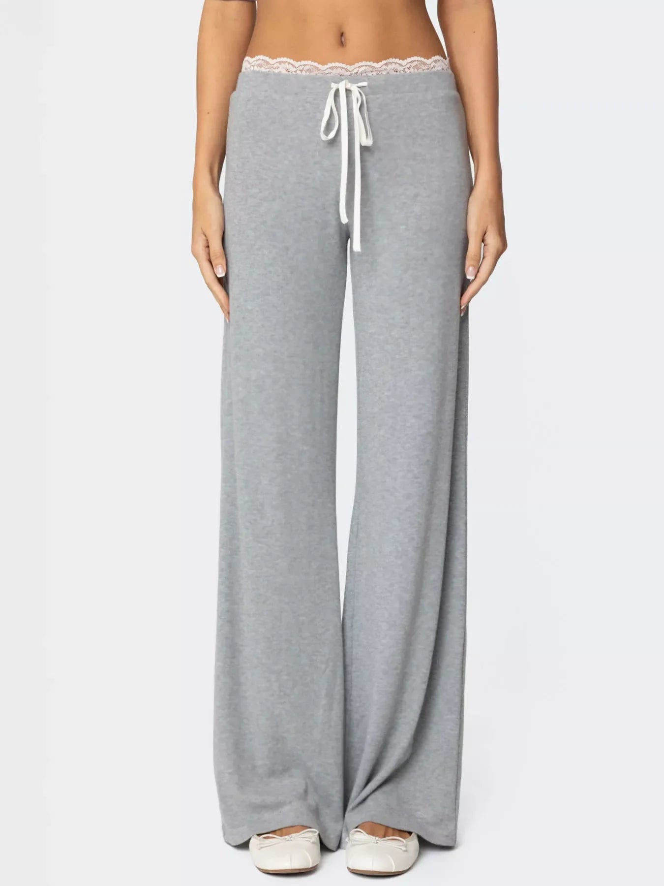 Lace Trim Wide Leg Pants