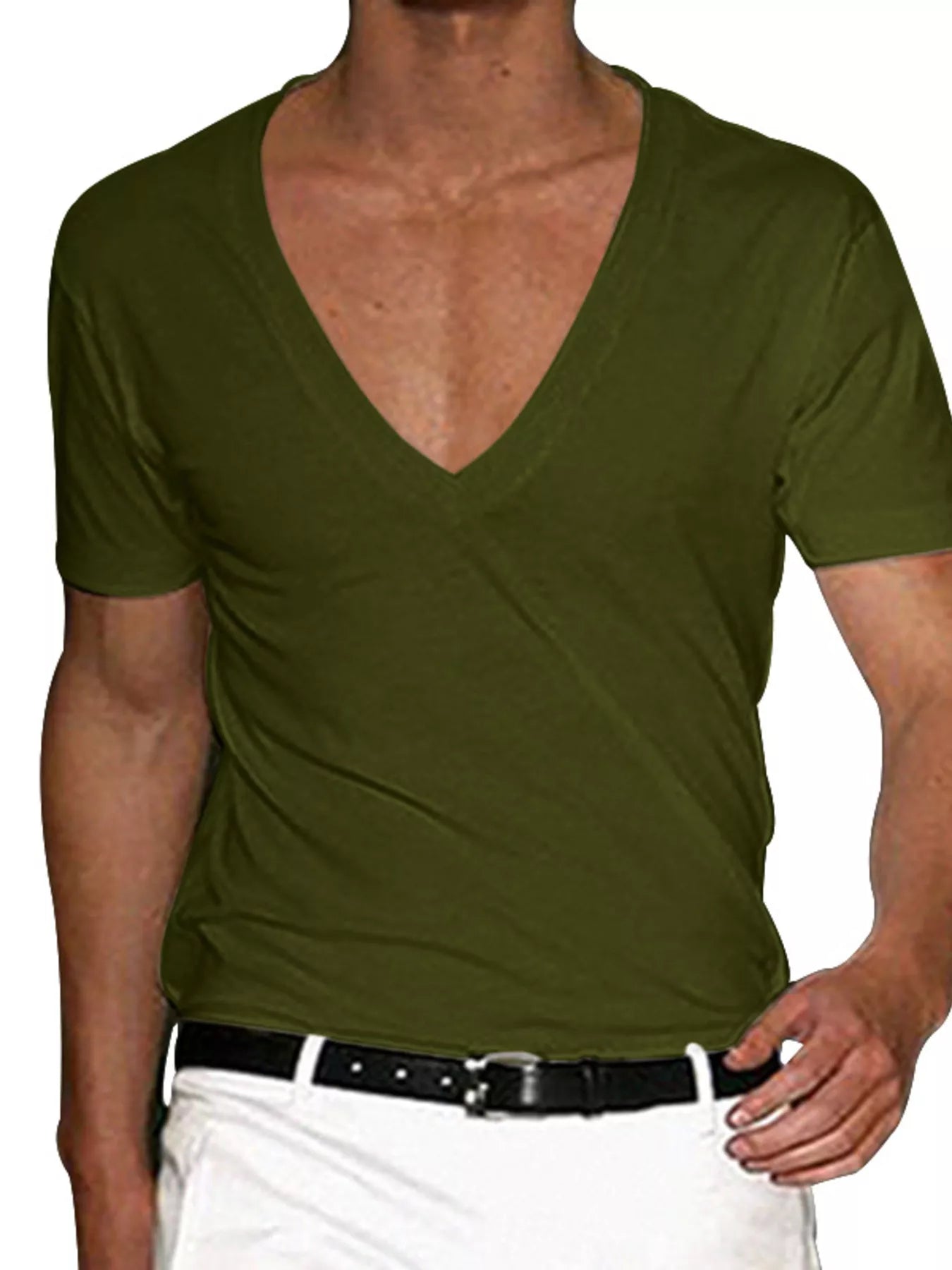 Men's Full Size Deep V-Neck T-Shirt Plus Size