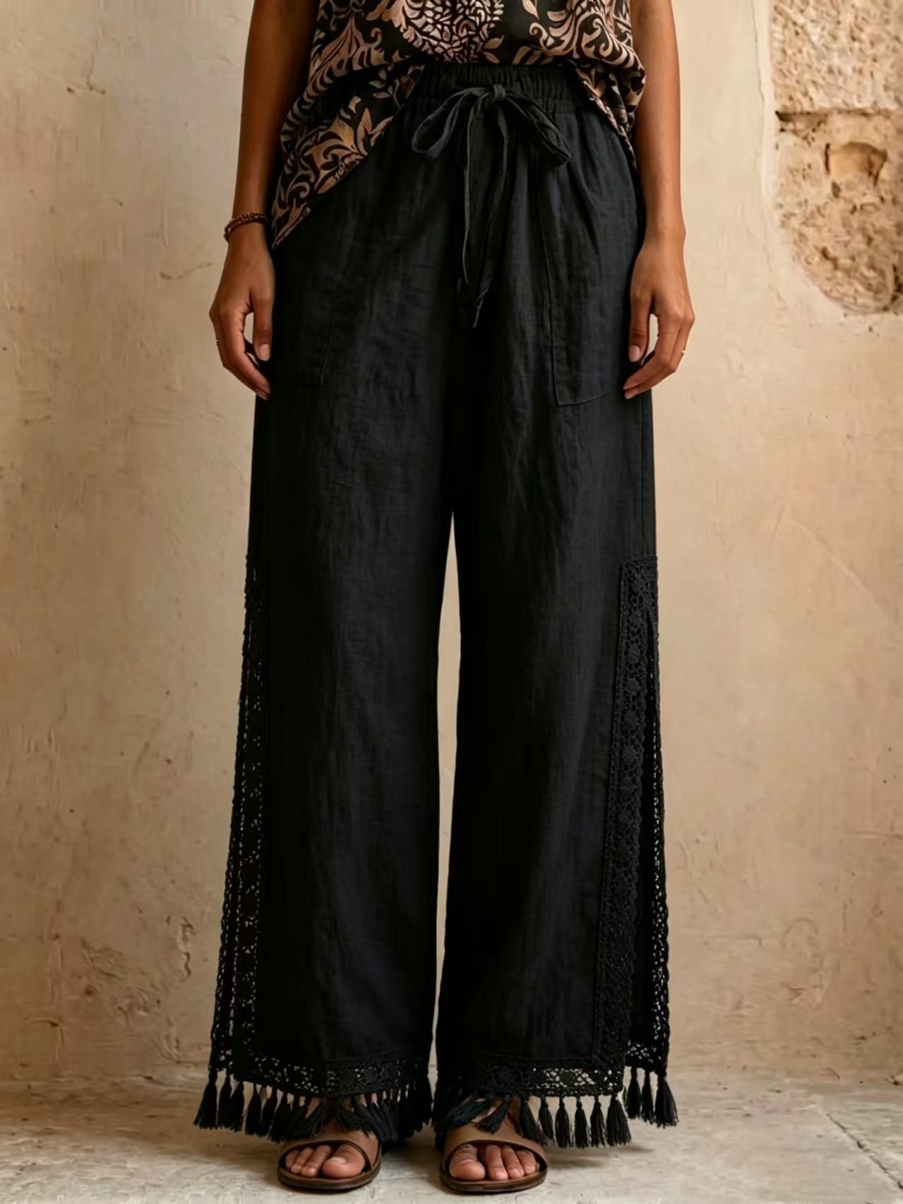 Women's Lace Tassel Wide-Leg Pants – Bohemian Resort Style
