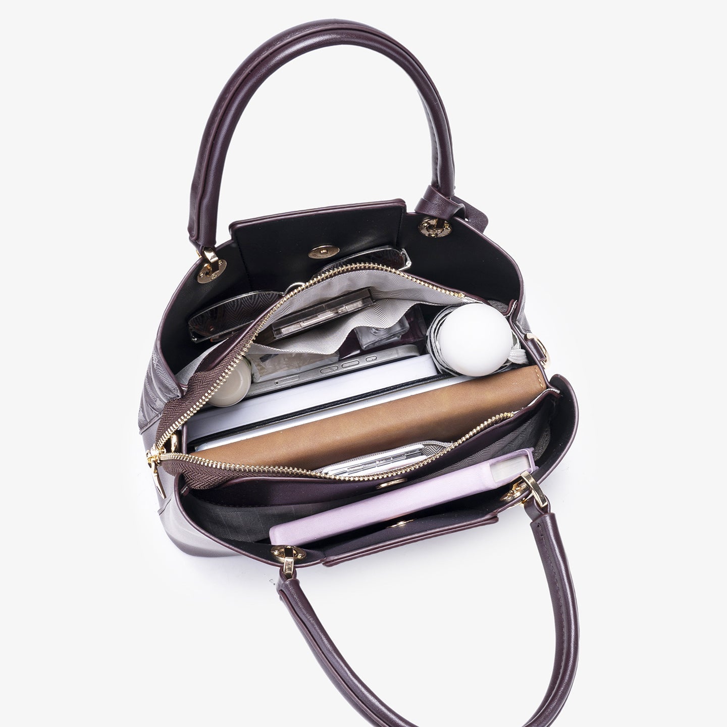 Embossed Pattern Leather Top Handle Handbag