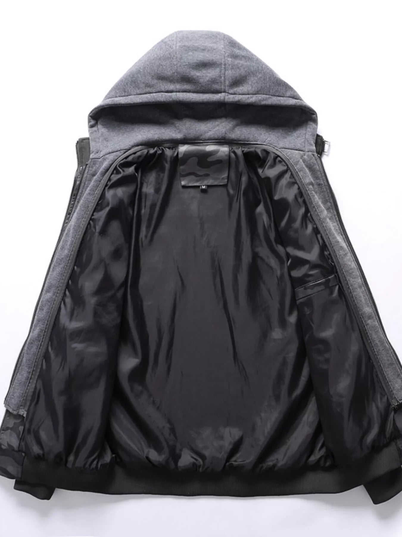 Men's Full Size Camouflage Hooded Faux Leather Jacket Plus Size