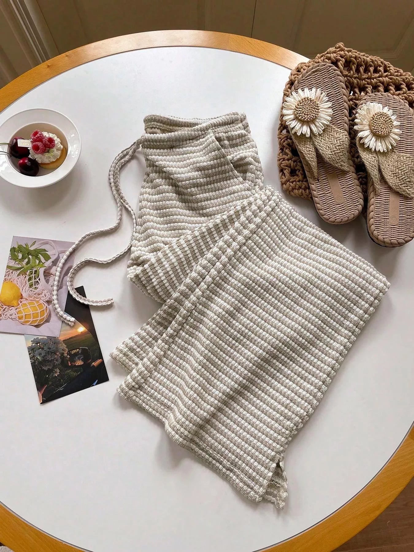 Drawstring Wide Leg Pants