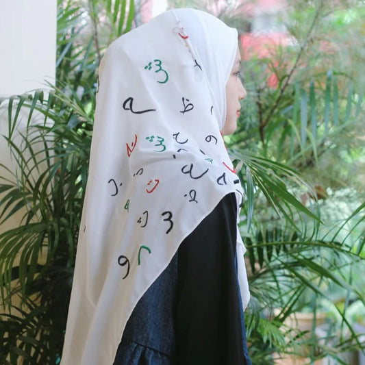 Free Palestine Chiffon Hijab – Cultural Statement Scarf with Arabic Letter Design (MH107）