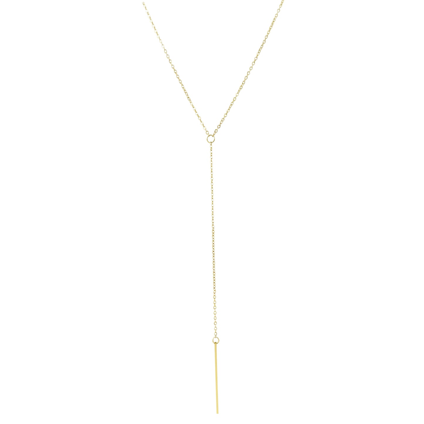 YVETTE GOLD Y LARIAT BAR CHAIN NECKLACE
