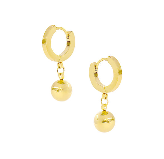 ELLIE GOLD BALL DROP HUGGIE EARRINGS