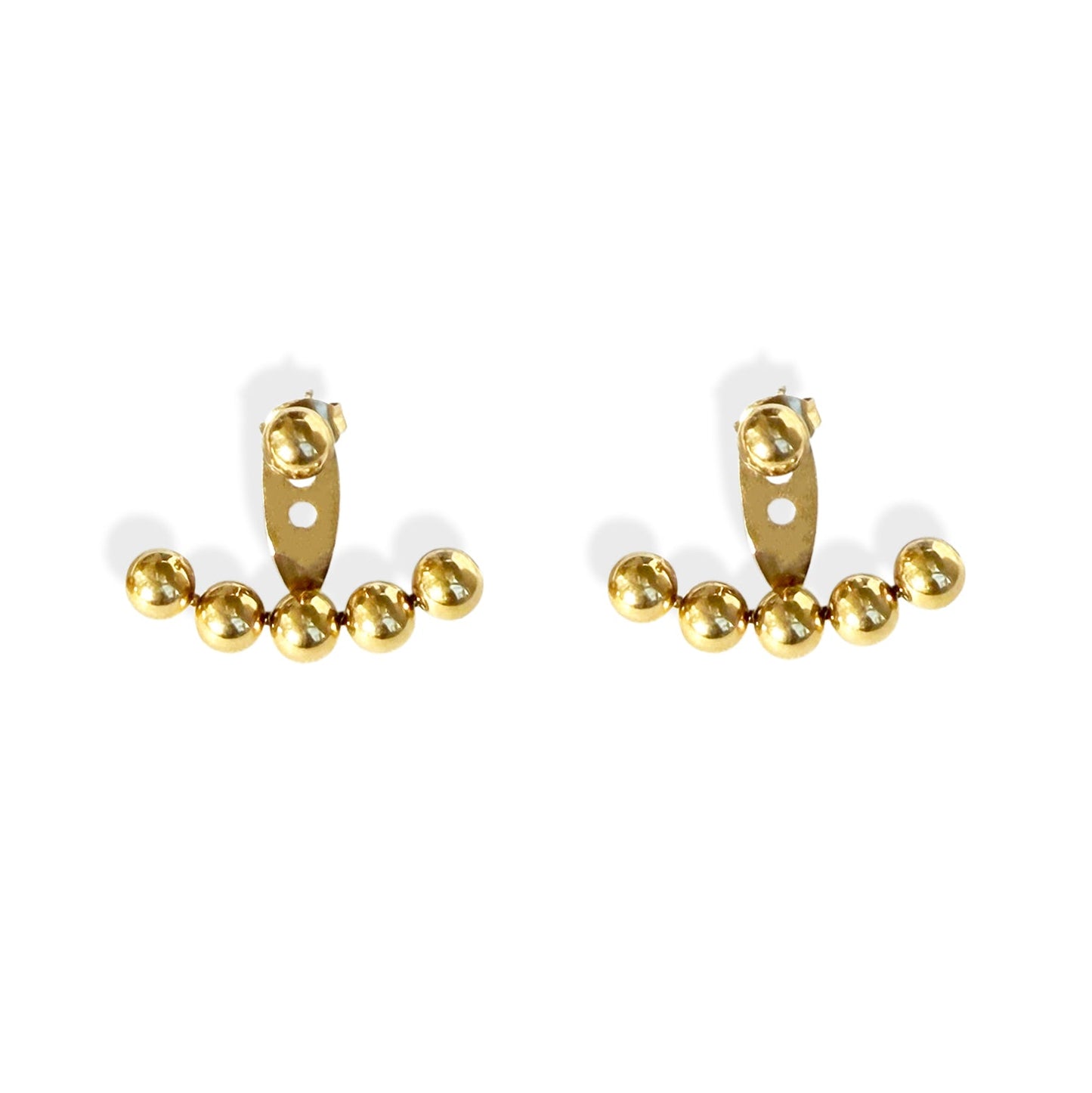 GIA GOLD BALL STUD EAR JACKET EARRINGS