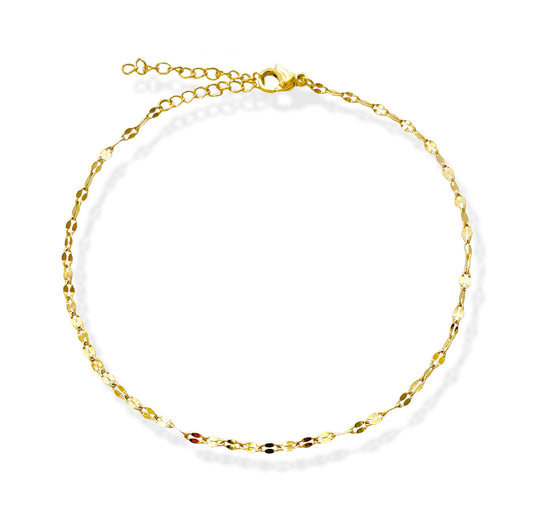 ELSIE DAINTY GOLD LACE CHAIN ANKLET