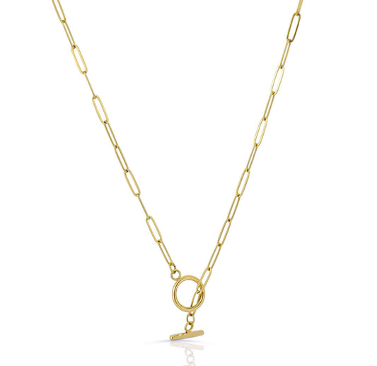 JAMIE GOLD TOGGLE PAPERCLIP CHAIN NECKLACE