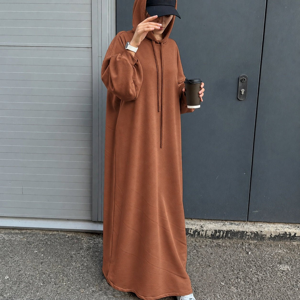 Hooded Sweatshirt Abaya | Hoodie Abaya With Pockets (MA125)