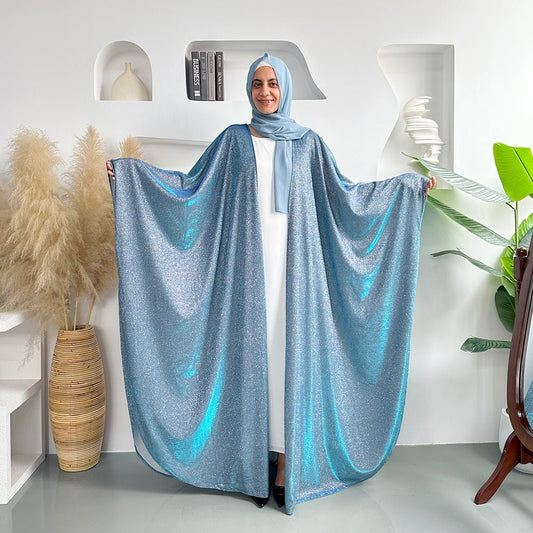 Kaftan Batwing Sleeve Glitter Open Abaya (MOA098)