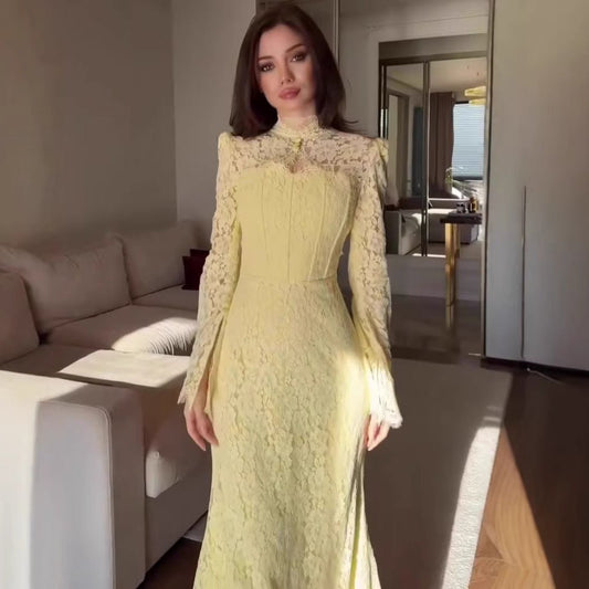 Luxury Lace Dress with Bell Sleeves(MS339)