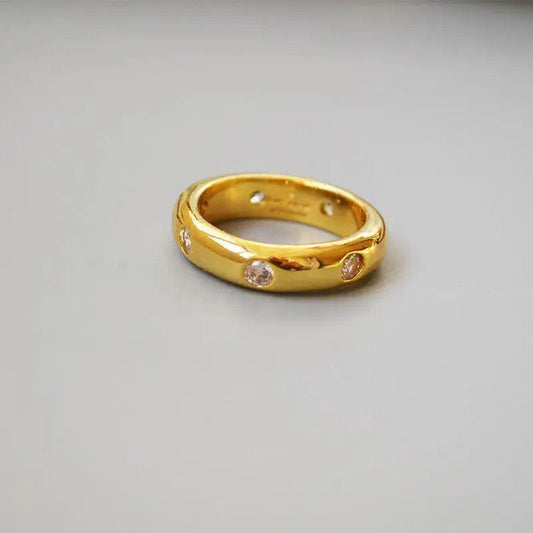 MAC067 Metallic Gold Zircon Ring 3-Piece Set