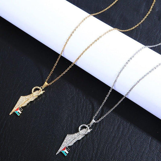 MAC110 Stainless Steel Palestine Keffiyeh Necklace