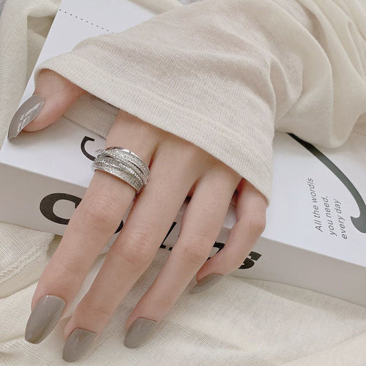 MAC187 Copper Sset Zircon Personalized Multi-Layered Open Ring