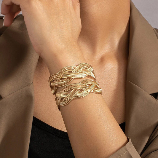 Adjustable Alloy Braided Mesh Wide Bracelet(MAC208)