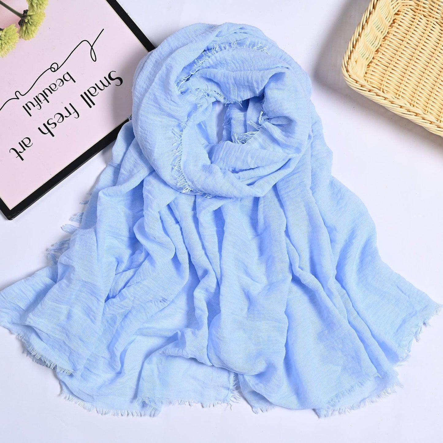 MH055 Encrypted Bubble Wrinkle Solid Color Hijab