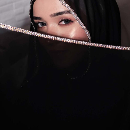 Diamond Trimmed Chiffon Hijab(MH087)