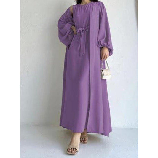 Loose Lantern Sleeve Abaya 3-Piece Set(MOA050)