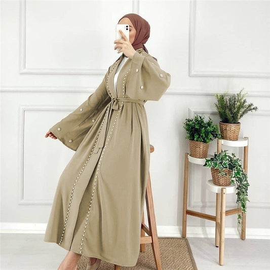 Beaded Open Abaya - Elegant & Temperament With Matching Belt (MOA090)
