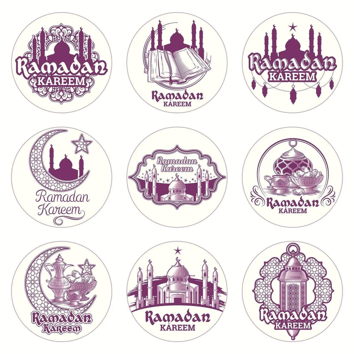 MR014 Ramadan Sticker, 90 Pcs Stickers Eid Mubarak Decoration