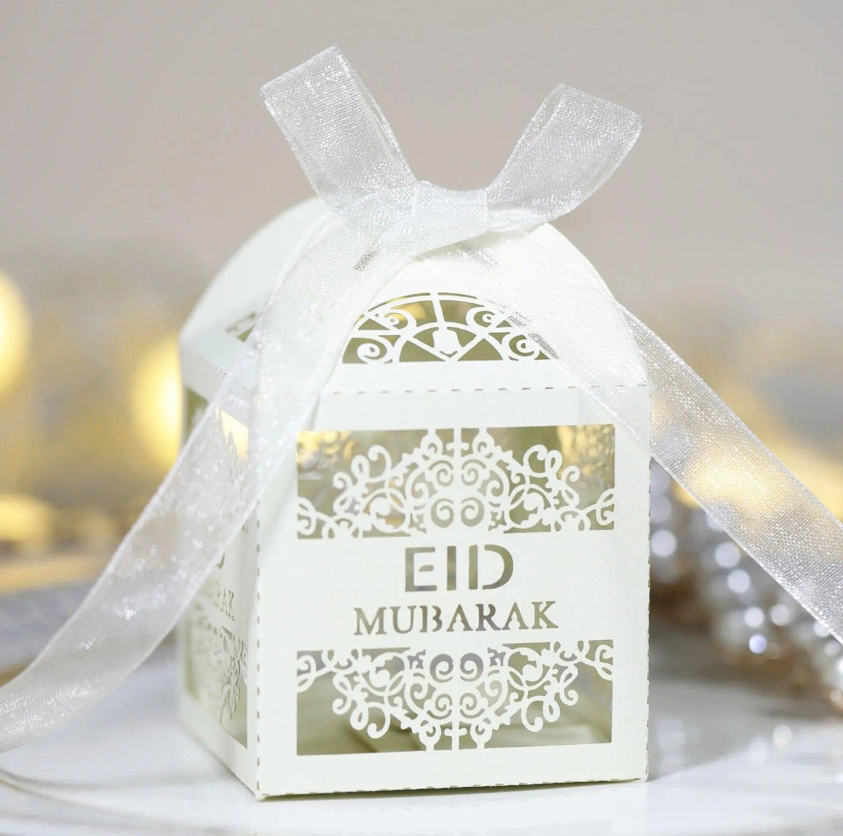 MR018 50 Pcs Happy Eid Mubarak Hollow Candy Box