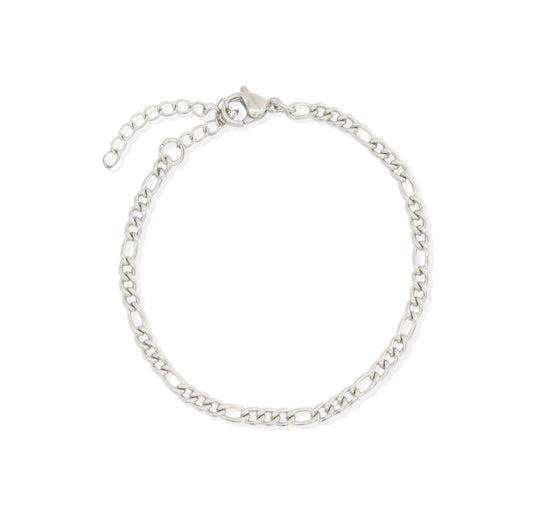 BOBBI SILVER FIGARO CHAIN BRACELET