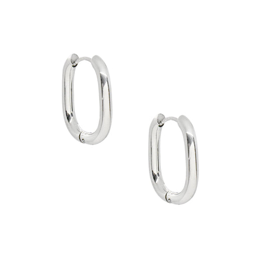 FIONA - SILVER OVAL HOOP EARRINGS