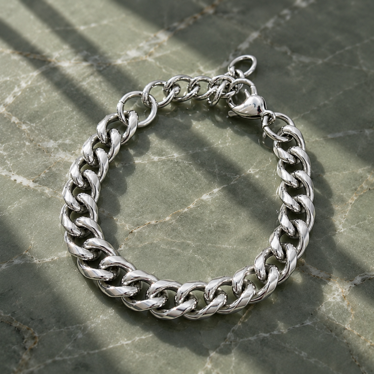 MASON SILVER CUBAN CHAIN BRACELET - SILVER
