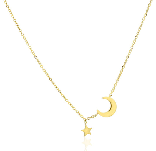 LUNA GOLD STAR AND MOON NECKLACE