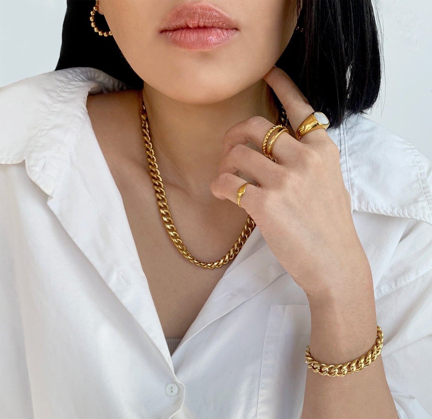 MASON GOLD  CUBAN CHAIN BRACELET