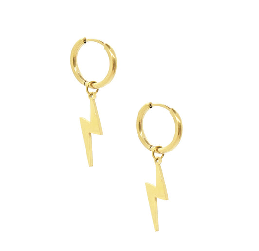 MAUDE 2 in 1 GOLD LIGHTNING BOLT HUGGIE EARRINGS