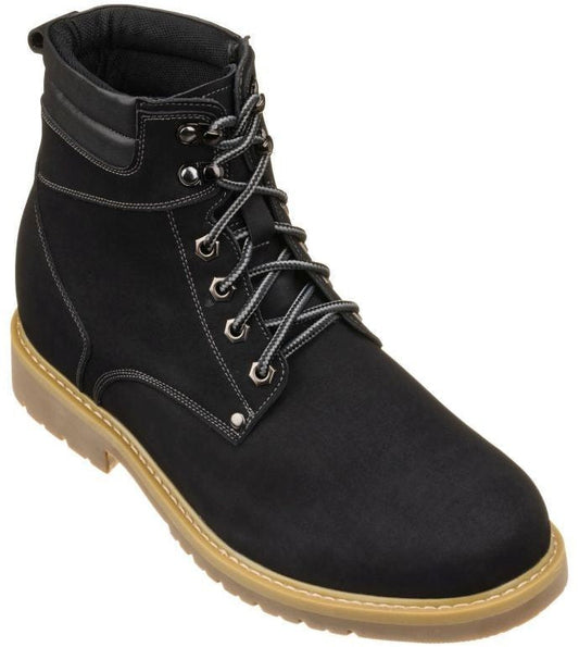 CALTO - K8820 - 3.2 Inches Taller (Nubuck Black) - Work Style Boot