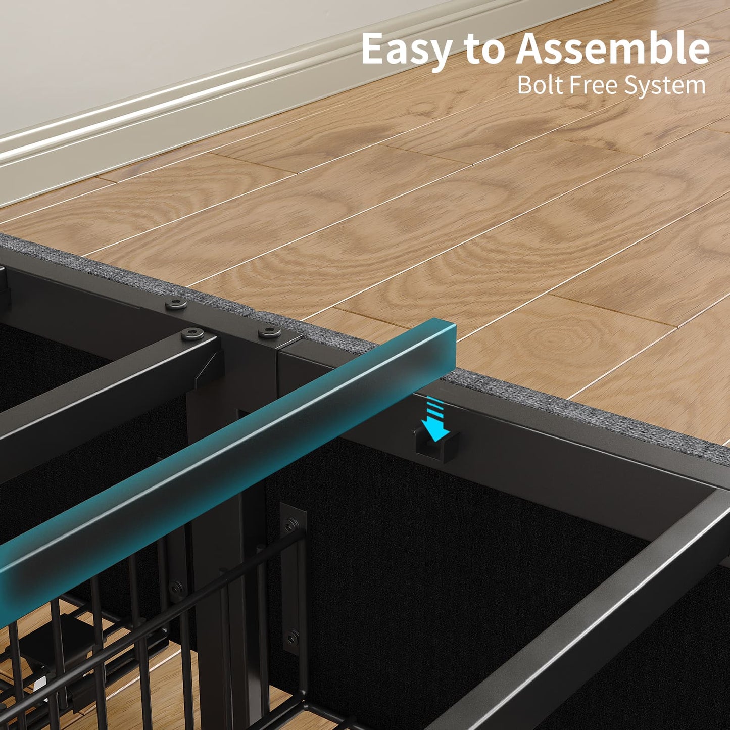 Full LED Bed Frame with LED, USB Charging, Storage Drawers, No Box Spring Needed - Vektaya