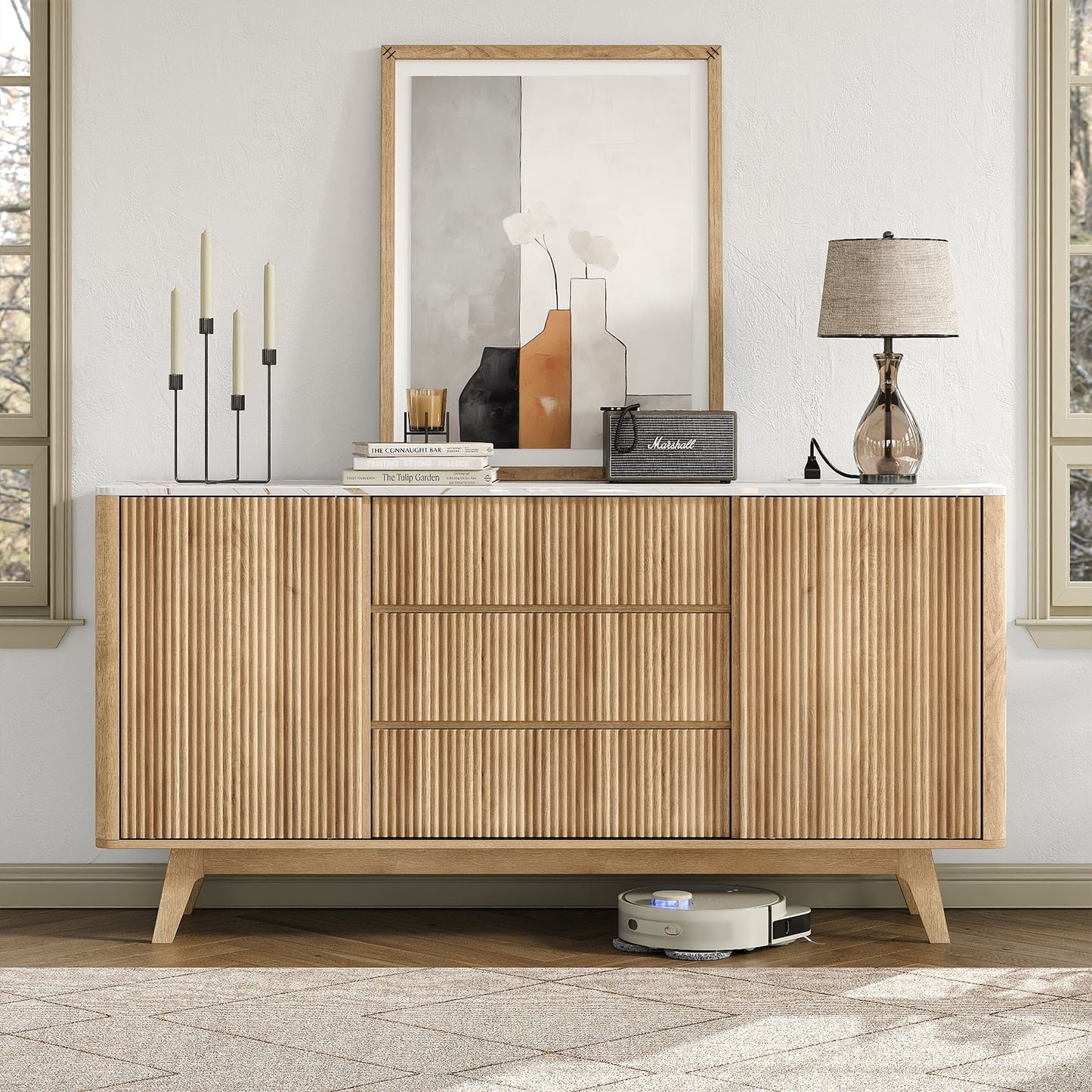 62" Buffet Cabinet Fluted - Yanosaku