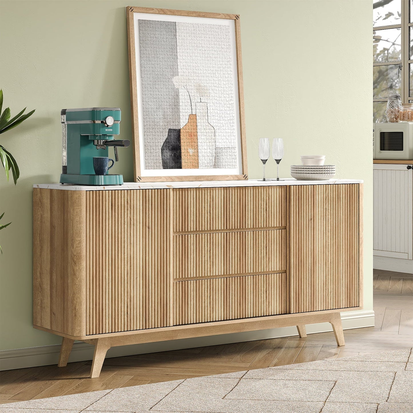 62" Buffet Cabinet Fluted - Yanosaku