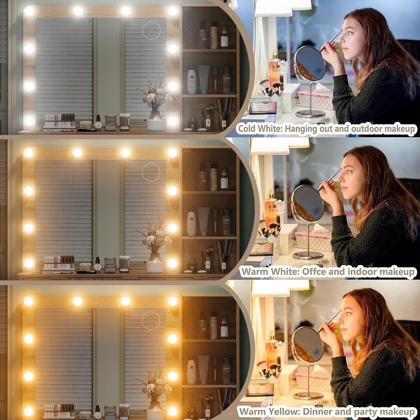 7-Drawer LED Mirror Vanity Desk - Yanosaku
